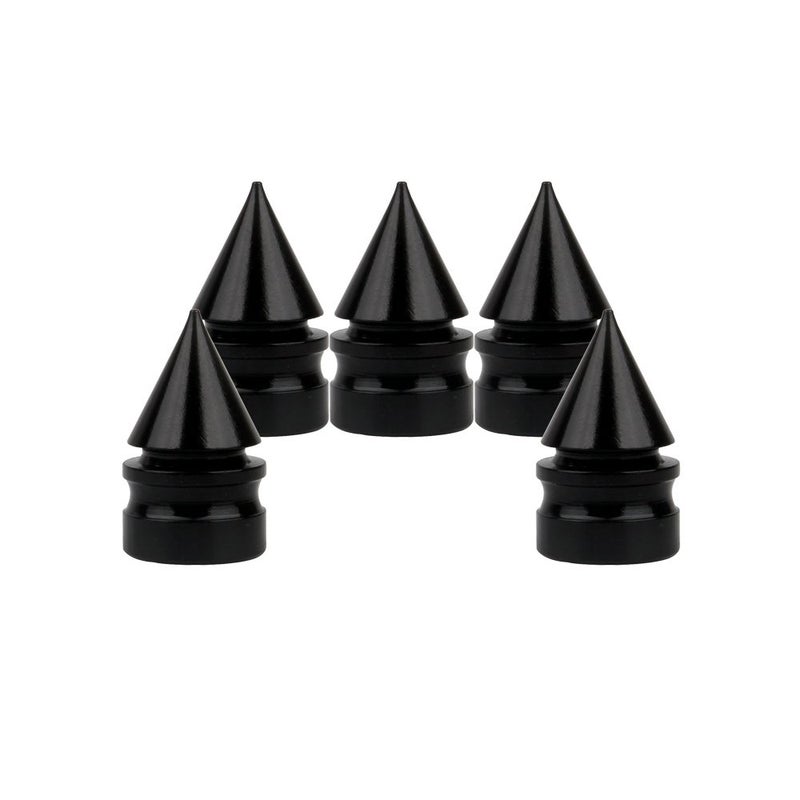Senzeal 5X Impale Spike Style Polished Aluminium Alloy Valve Stem Caps Black - Image 1
